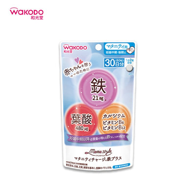 WAKODO Mama Style Maternity Charge Plus 철분 보충제 60개