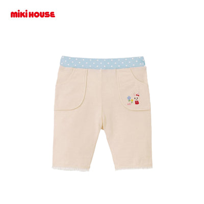 MIKIHOUSE 토끼 자수 어린이 반바지 스몰 레이스 블루/베이지