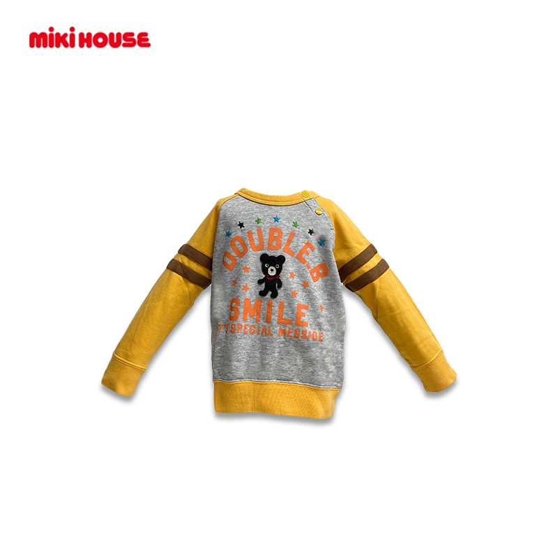 MIKIHOUSE Pucci Bear Gray-Orange Patchwork Sweatshirt