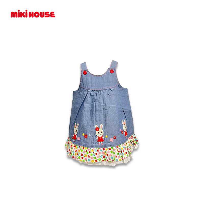 MIKI HOUSE 토끼 자수 꽃무늬 서스펜더 스커트(80cm)