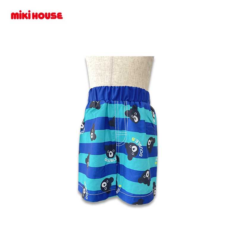 MIKI HOUSE 컬러블록 블랙 베어 수영복