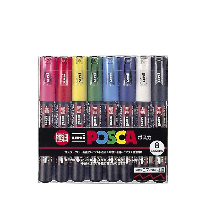 Uni MITSUBISHI PENCIL Posca 초박형 8색 워터마커 세트