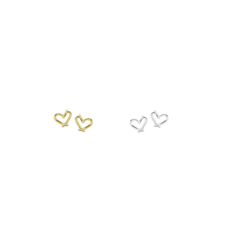 Lupis Mini Wire Heart Earrings (Gold/Silver)