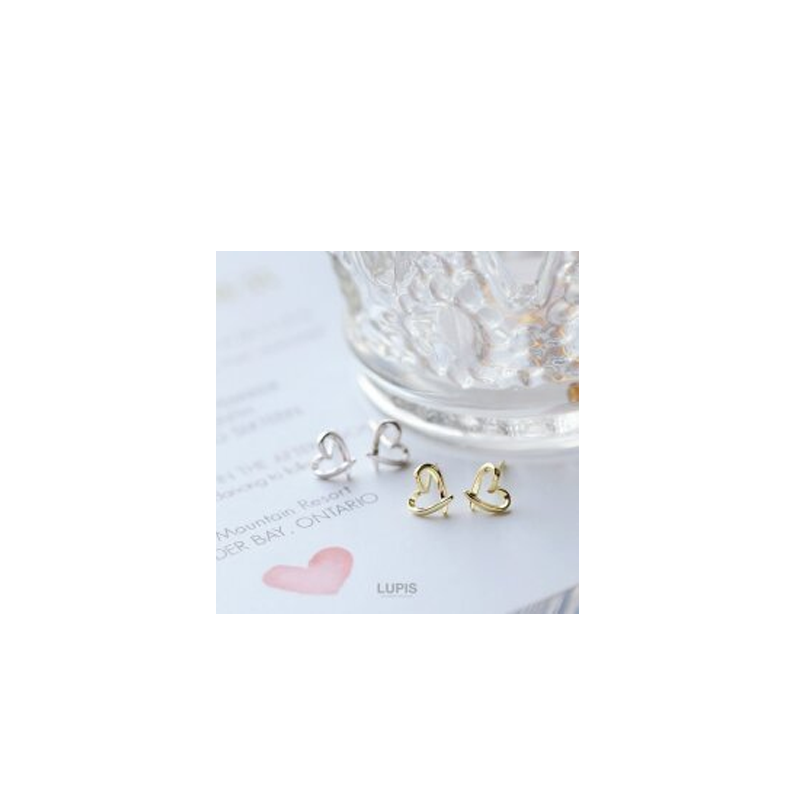 Lupis Mini Wire Heart Earrings (Gold/Silver)