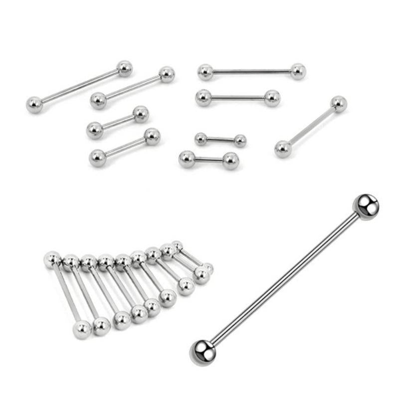 LUPIS 18G 银细杠铃体耳环