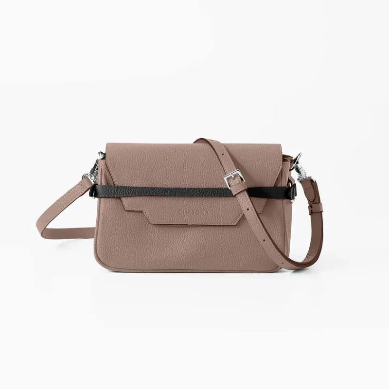 CHATONA In and Out - Mini Leather Bag (Tourterelle Beige)