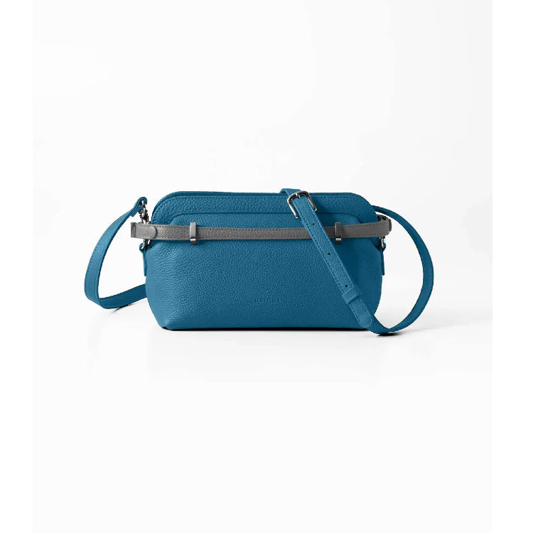 CHATONA More than One - Customizable Mini Leather Bag with Detachable Smart Wallet (Dragee Blue)