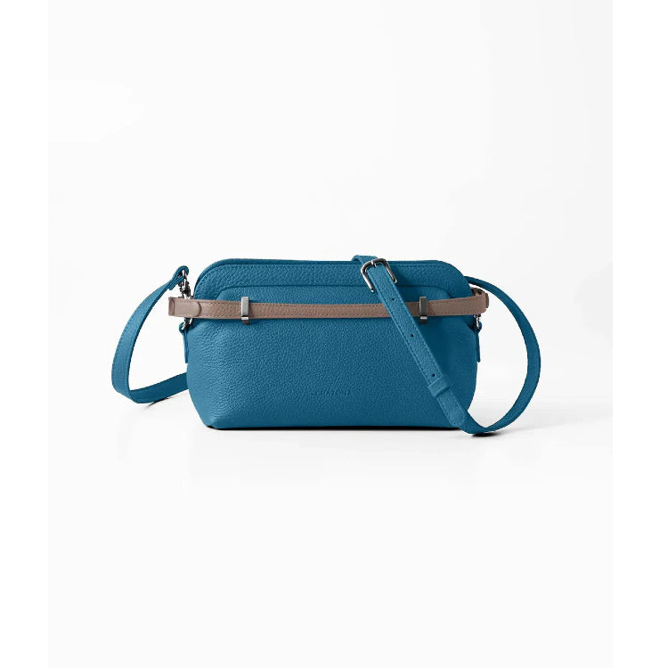 CHATONA More than One - Customizable Mini Leather Bag with Detachable Smart Wallet (Dragee Blue)
