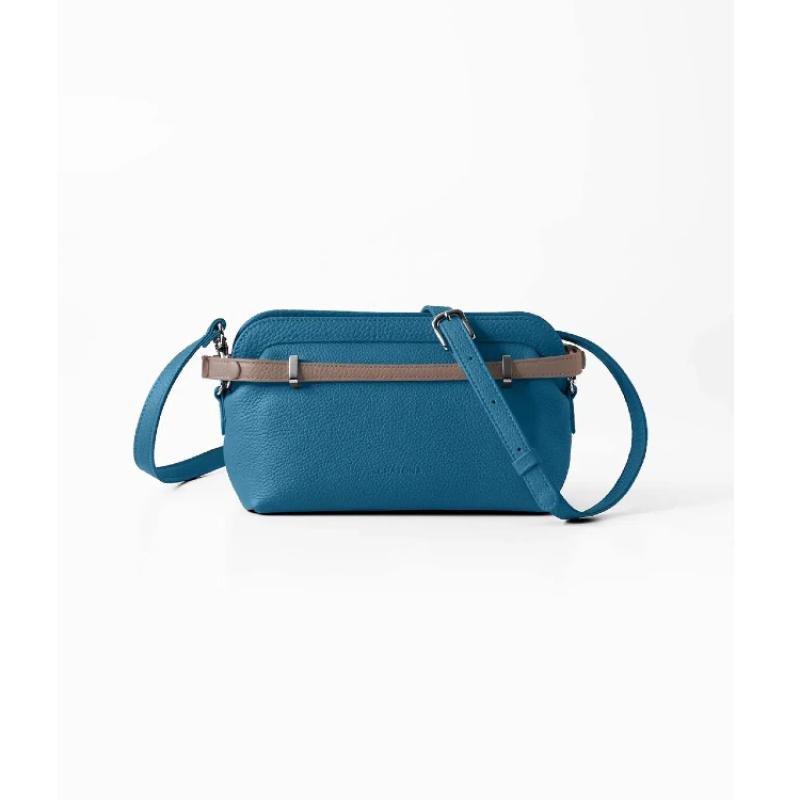 CHATONA More than One - Customizable Mini Leather Bag with Detachable Smart Wallet (Dragee Blue)