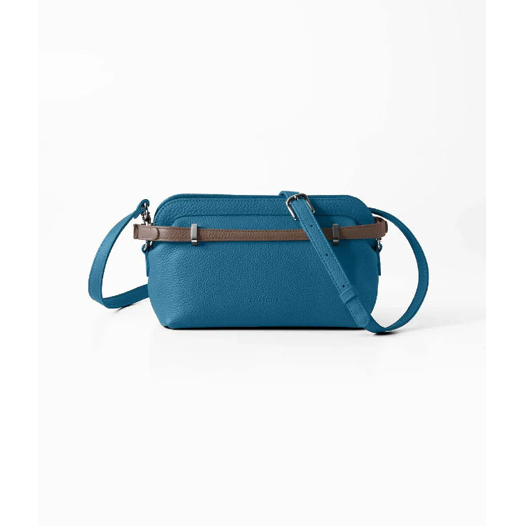CHATONA More than One - Customizable Mini Leather Bag with Detachable Smart Wallet (Dragee Blue)