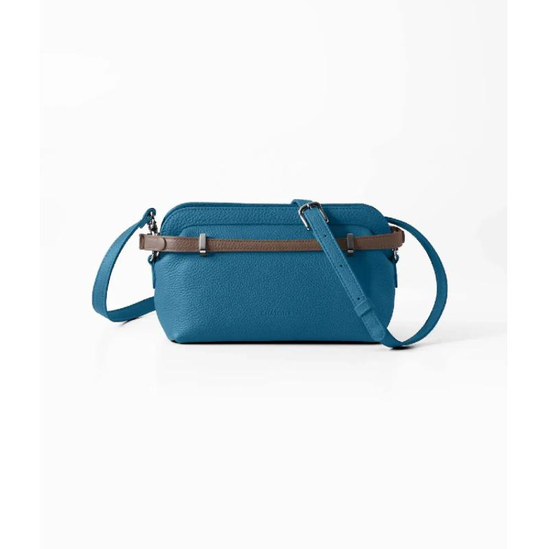 CHATONA More than One - Customizable Mini Leather Bag with Detachable Smart Wallet (Dragee Blue)