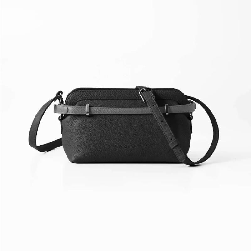 CHATONA More than One - Customizable Mini Leather Bag with Detachable Smart Wallet (Black)