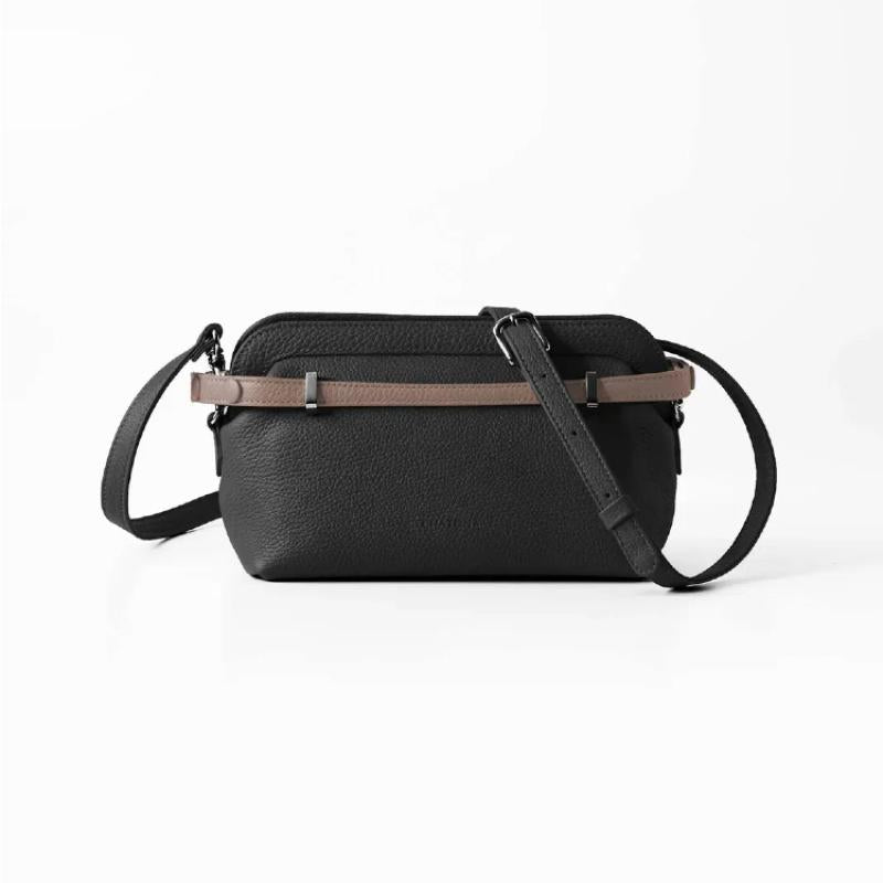 CHATONA More than One - Customizable Mini Leather Bag with Detachable Smart Wallet (Black)
