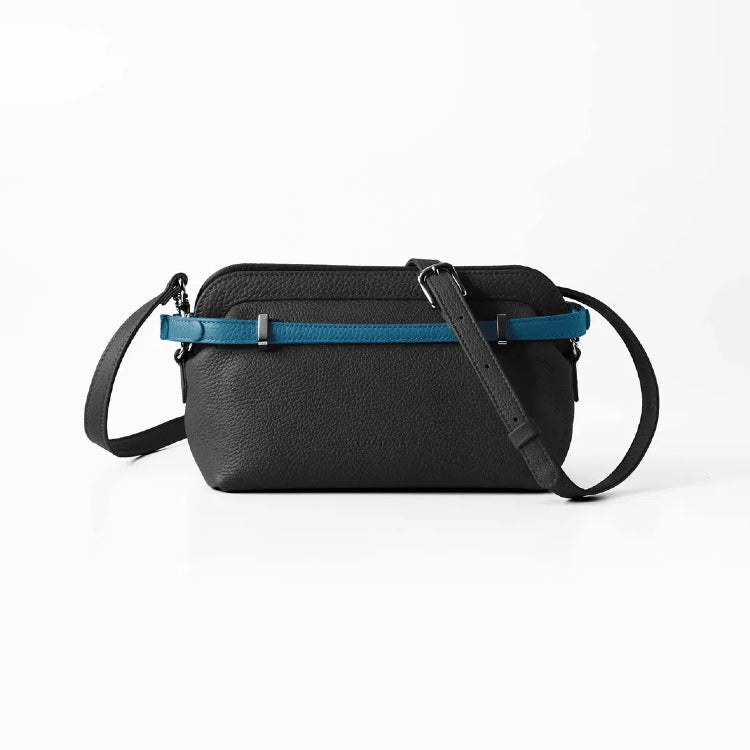CHATONA More than One - Customizable Mini Leather Bag with Detachable Smart Wallet (Black)