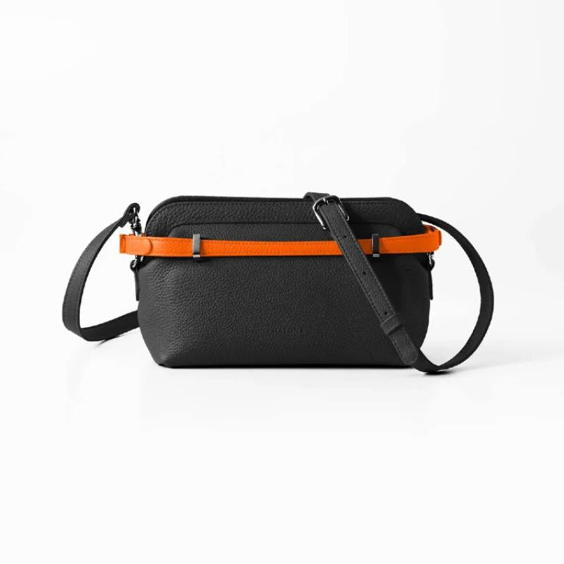 CHATONA More than One - Customizable Mini Leather Bag with Detachable Smart Wallet (Black)