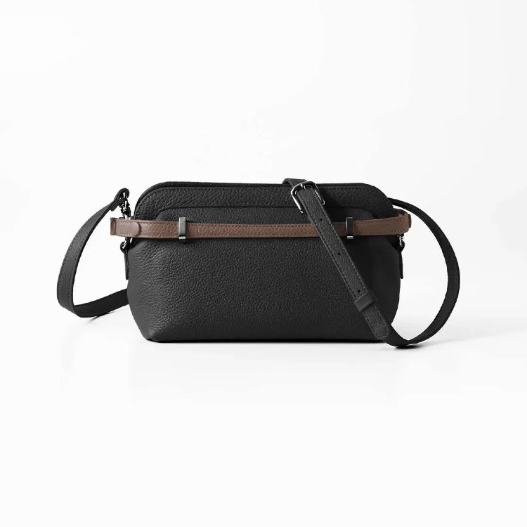 CHATONA More than One - Customizable Mini Leather Bag with Detachable Smart Wallet (Black)