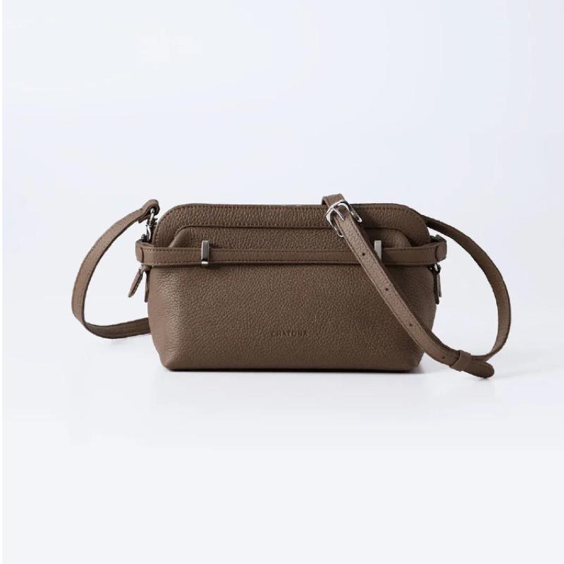 CHATONA More than One - Customizable Mini Leather Bag with Detachable Smart Wallet (Etoupe Brown)