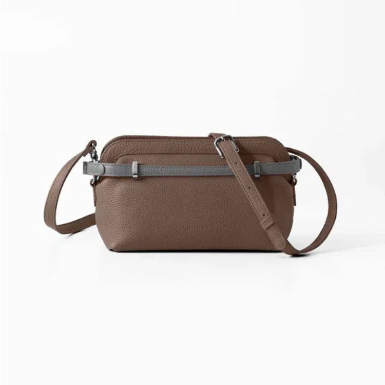 CHATONA More than One - Customizable Mini Leather Bag with Detachable Smart Wallet (Etoupe Brown)