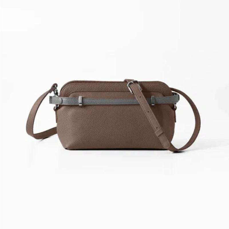CHATONA More than One - Customizable Mini Leather Bag with Detachable Smart Wallet (Etoupe Brown)