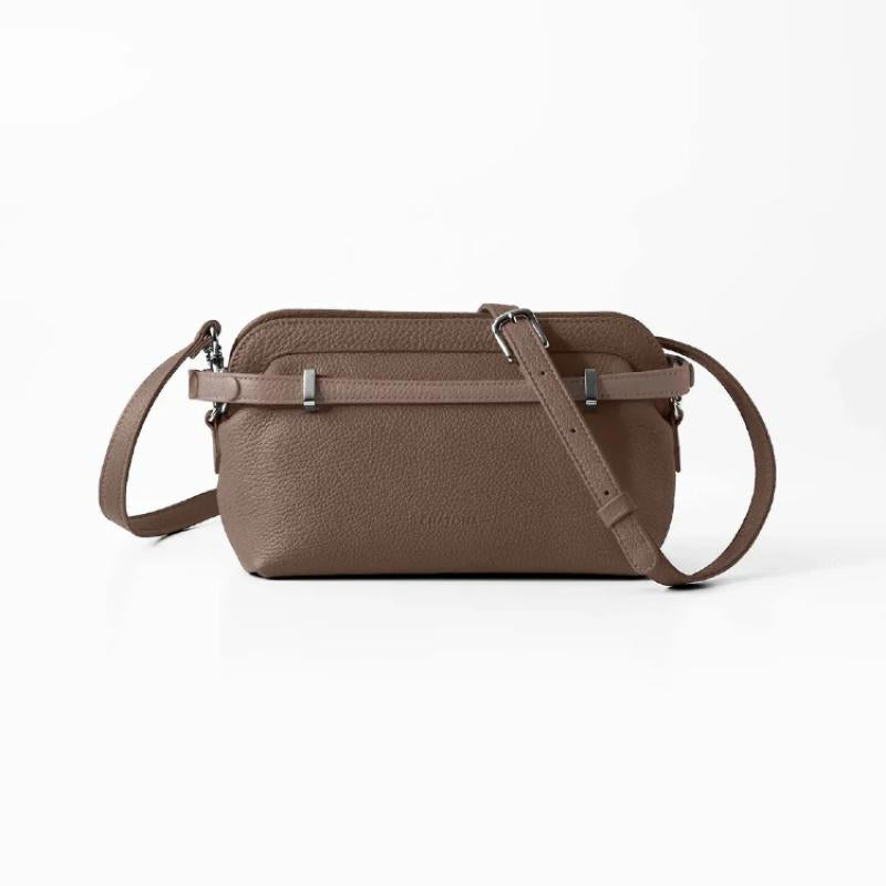 CHATONA More than One - Customizable Mini Leather Bag with Detachable Smart Wallet (Etoupe Brown)