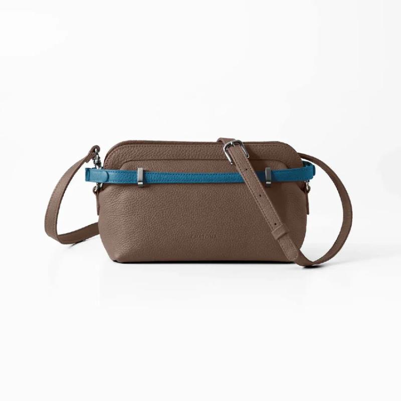 CHATONA More than One - Customizable Mini Leather Bag with Detachable Smart Wallet (Etoupe Brown)