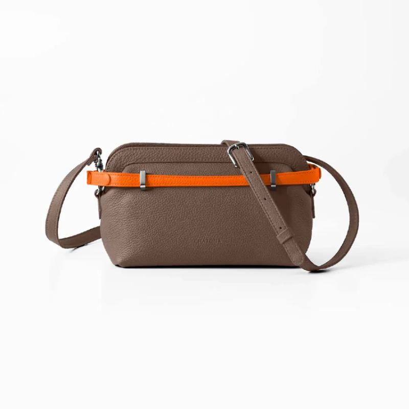 CHATONA More than One - Customizable Mini Leather Bag with Detachable Smart Wallet (Etoupe Brown)