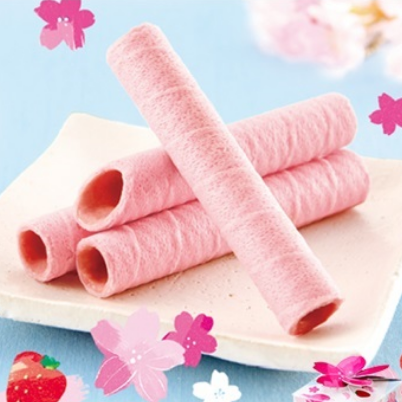 Nakajima Taishodo Sakura & Strawberry Crêpe Roll Cookies