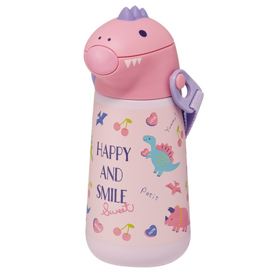 Skater Stainless Straw Bottle (Dinosaur)