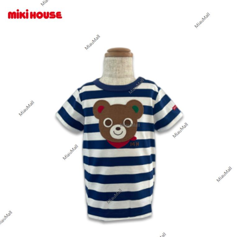 MIKI HOUSE Pucci Bear and Usako Striped T-Shirt