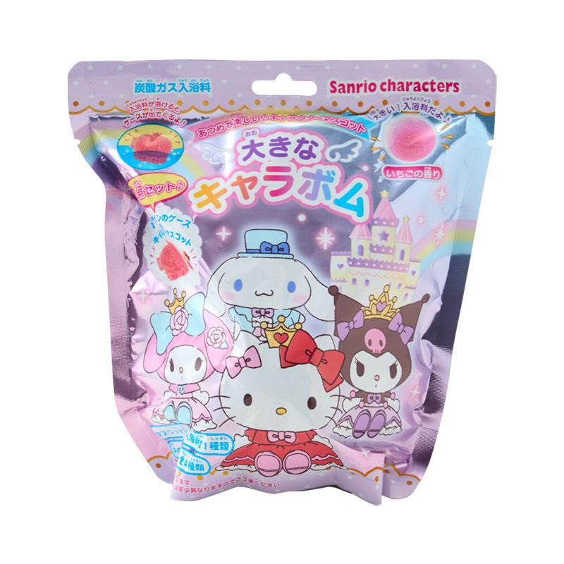 SANRIO Fizzy Strawberry Bath Bomb with Sanrio Character Castle & Mascot Figurine
