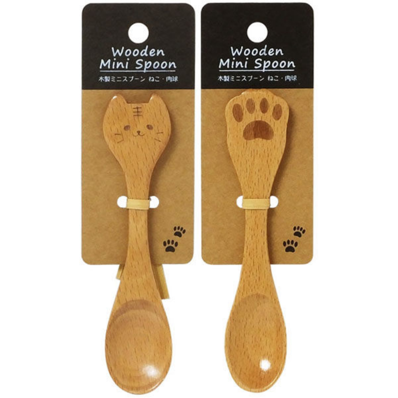 Maruki Wooden Mini Spoon Set (Cat and Paw)