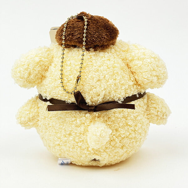 Nakajima Corporation Sanrio Pompompurin Cherry Plaid Bib Plush Keychain