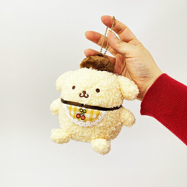 Nakajima Corporation Sanrio Pompompurin Cherry Plaid Bib Plush Keychain