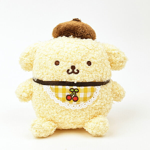 Nakajima Corporation Sanrio Pompompurin Cherry Plaid Bib Plush Keychain