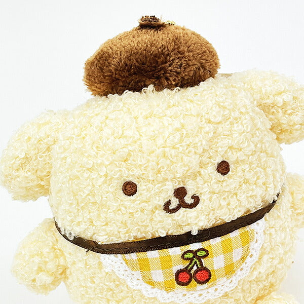 Nakajima Corporation Sanrio Pompompurin Cherry Plaid Bib Plush Keychain