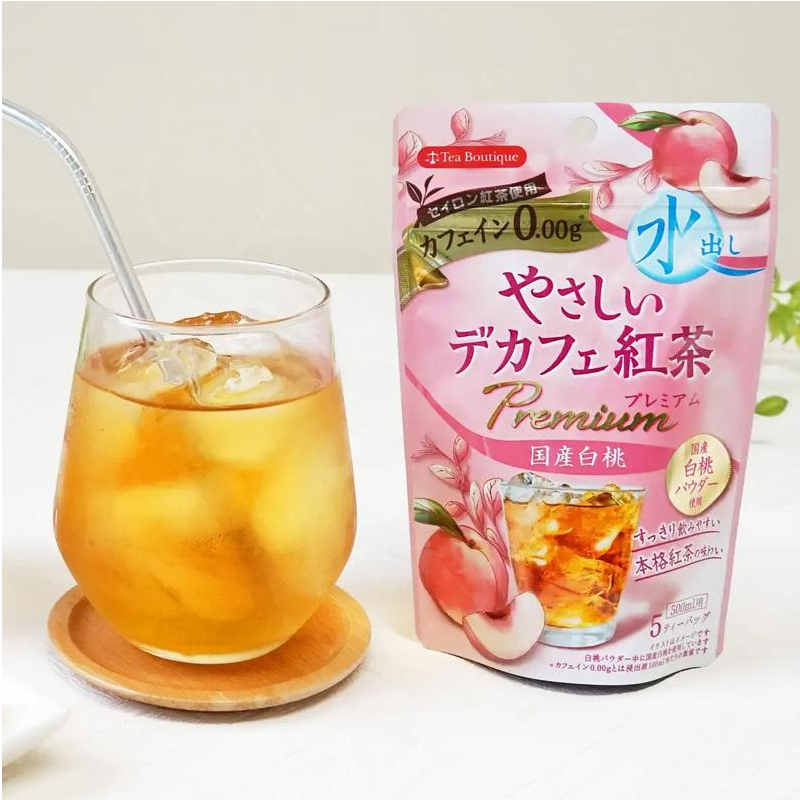 Tea Boutique Pour-Over Mild Decaffeinated Premium Black Tea (Japanese White Peach Flavor)