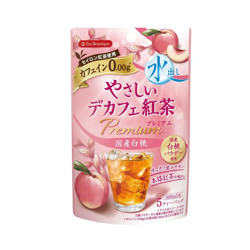 Tea Boutique Pour-Over Mild Decaffeinated Premium Black Tea (Japanese White Peach Flavor)