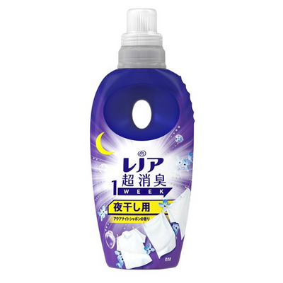 P&G Lenor Super Deodorizing 1-Week Fabric Softener for Overnight Hang-Dry Laundry (Aqua Night Soap Scent)