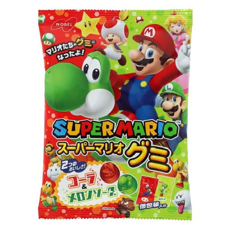NOBEL Super Mario Gummy Candy (Cola & Melon Soda Flavor)