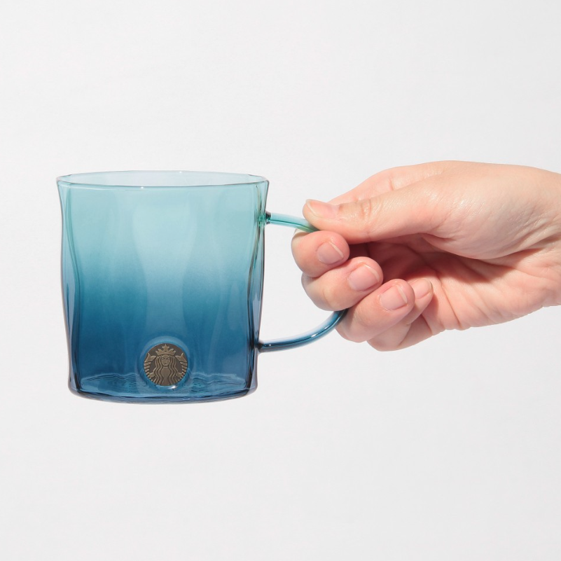 STARBUCKS Metal Dual Blue Gradation Heat-resistant Glass Mug