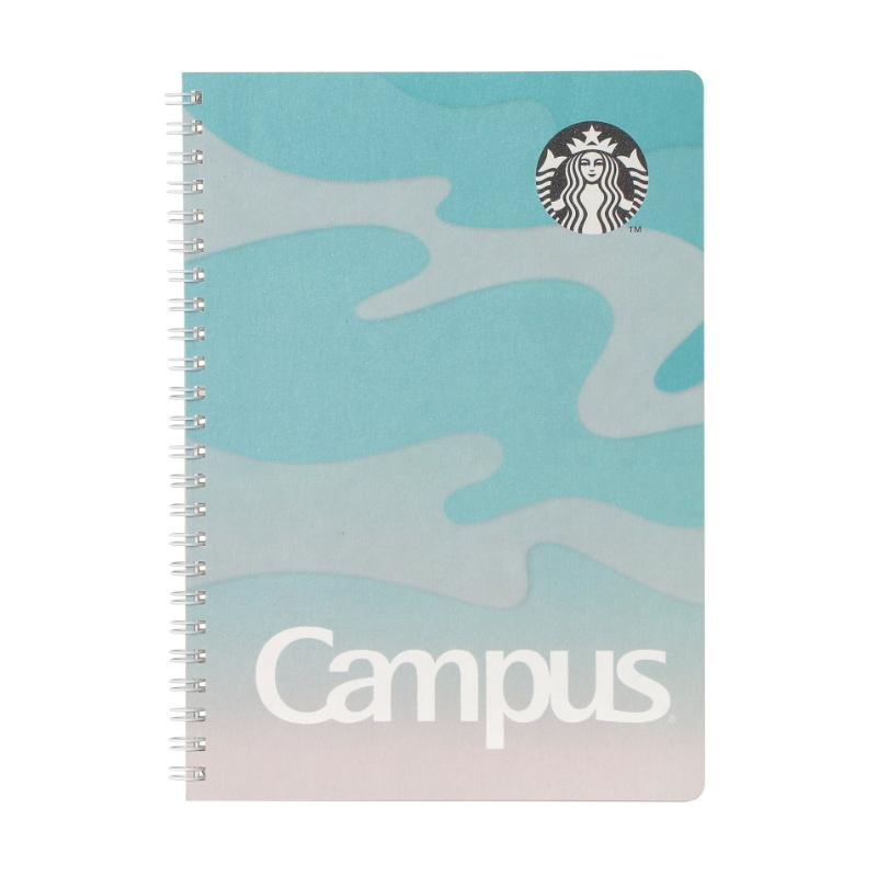 Starbucks Japan Turquoise Canvas Ringed Notebook