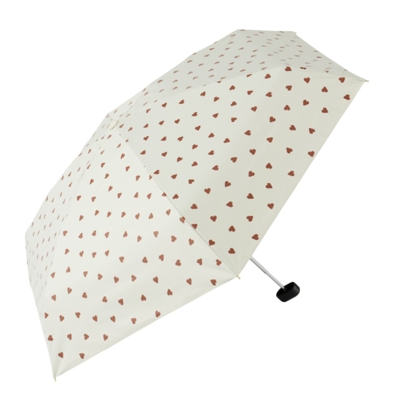 Wpc. UV Blocking White Heart Pattern Umbrella