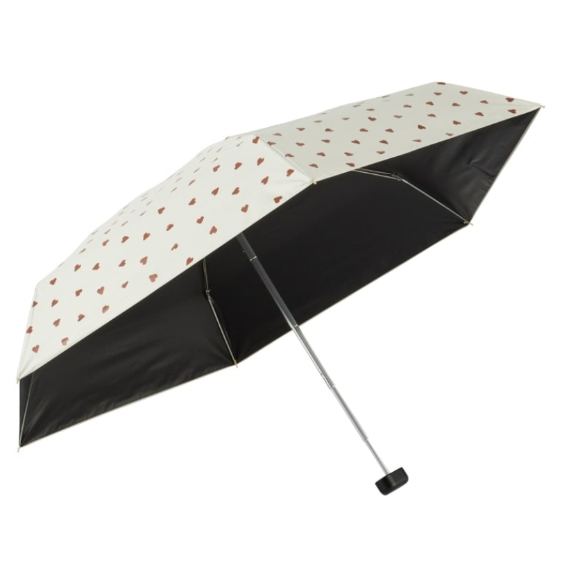 Wpc. UV Blocking White Heart Pattern Umbrella