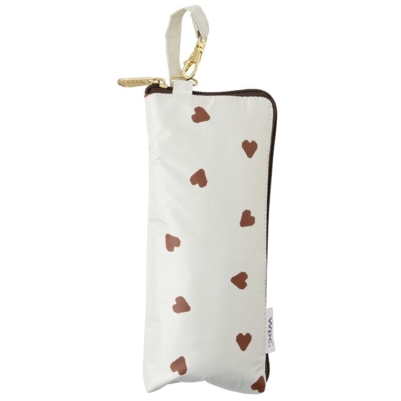 Wpc. UV Blocking White Heart Pattern Umbrella