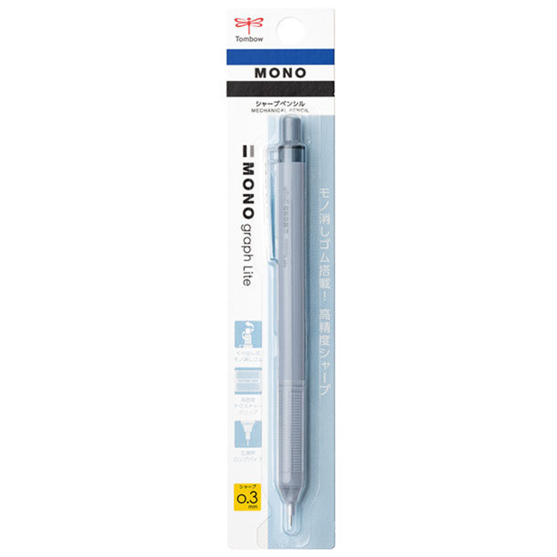 Tombow Monograph Light 0.3 mm Grayish Blue Mechanical Pencil with Mono Eraser
