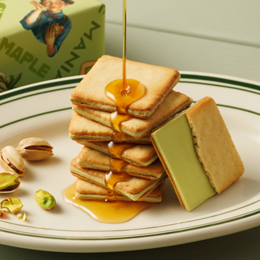 The Maple Mania Maple Pistachio Langue de chat Cookies