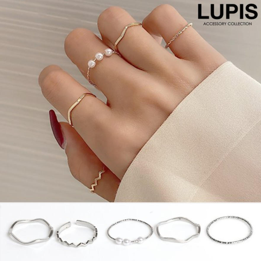Lupis Silver Simple Ring Set