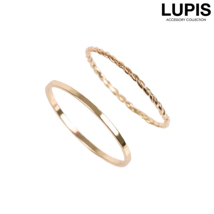 LUPIS Twist x Simple Line Gold Ring Set