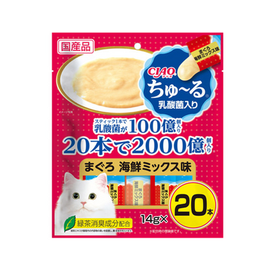 Inaba CIAO Churu Lactic Acid Fortified Maguro Tuna and Seafood Mix Cat Treats