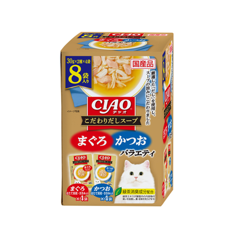 Inaba CIAO Maguro and Bonito Dashi with Scallop and Chicken for Cats